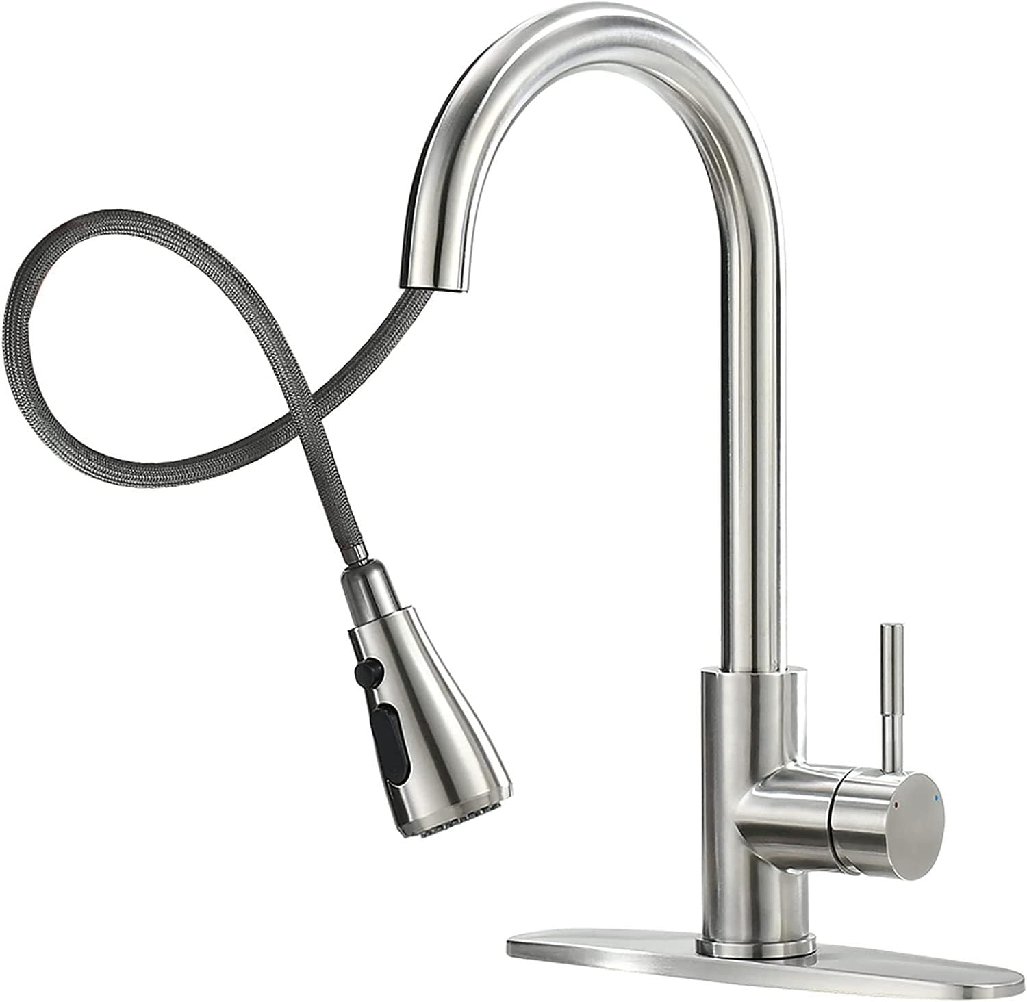 ZYCHSJXA Faucet Kitchen with Pull-Down Sprayer Sink Single Hole Countertop Handle Electroplating