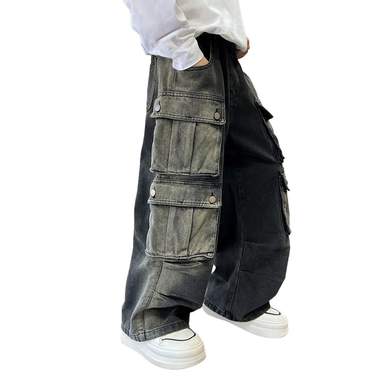 Pantalones Cargo Deportivos para niños con Cintura Ajustable, Elegantes Pantalones Vaqueros de Calle para Adolescentes, Ropa Informal para la Escuela, Atuendo Diario cómodo, Tela de Sarga Duradera,