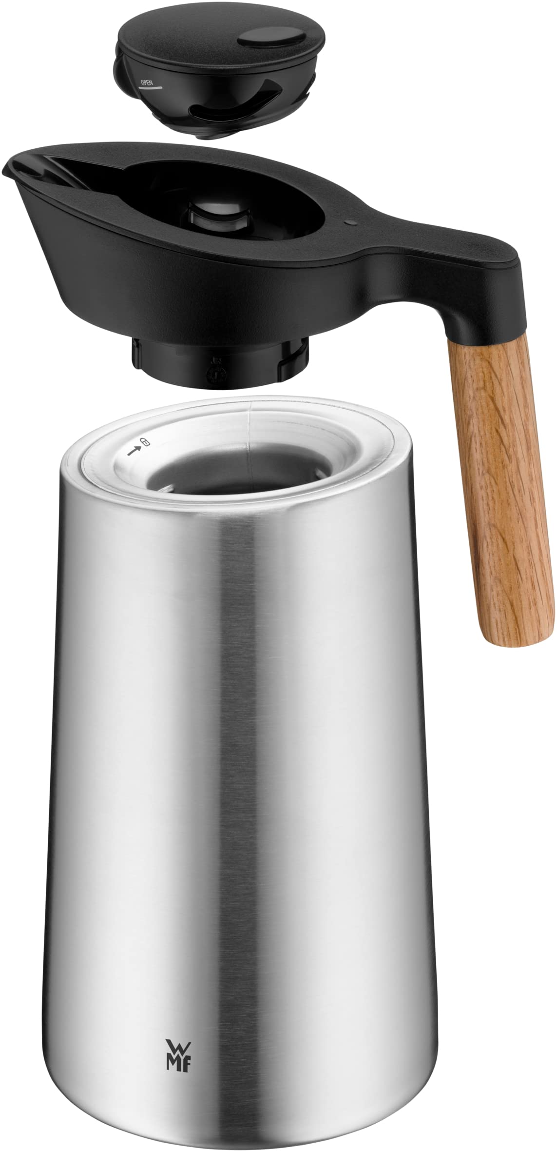 WMF Kineo doppelwandige Isolierkanne 1liter, Thermoskanne Edelstahl mit Klick-Verschluss, Kaffeekanne hält Getränke 12h warm & 24h kalt, matt