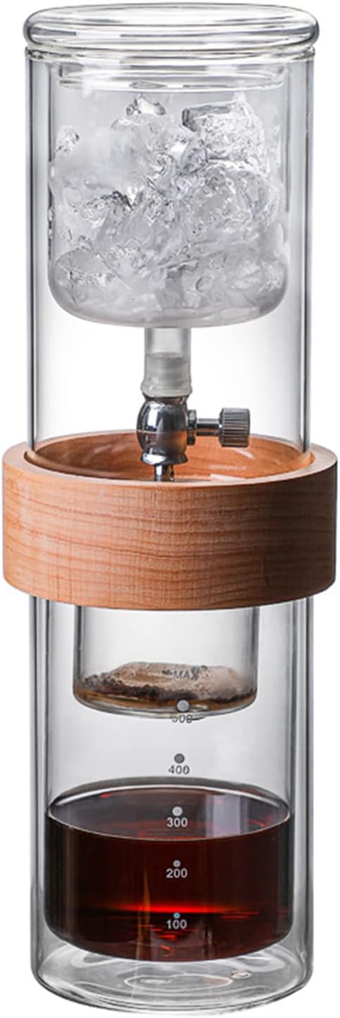 Ice Drip Coffee Maker, Cold Brew Coffee Machine, with Adjustable Rate Dripper, Stainless Steel Filter, Drip Type Cold Extraction Coffee Machine for Home, Office, 450ml