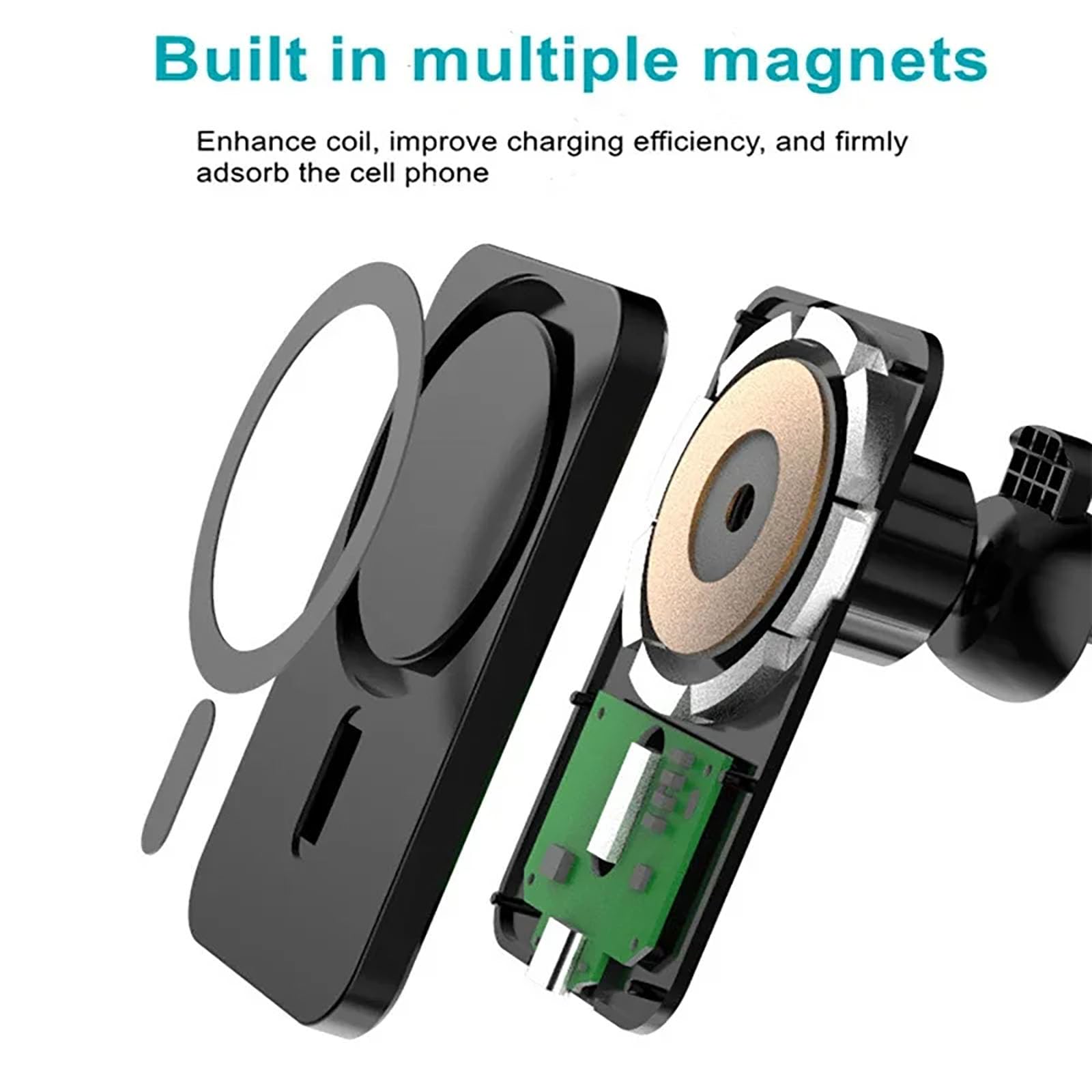 Caricabatterie magnetico portatile wireless per auto, rotazione a 360 gradi, design sicuro e stabile, ricarica rapida per smartphone, facile installazione, compatibilità universale
