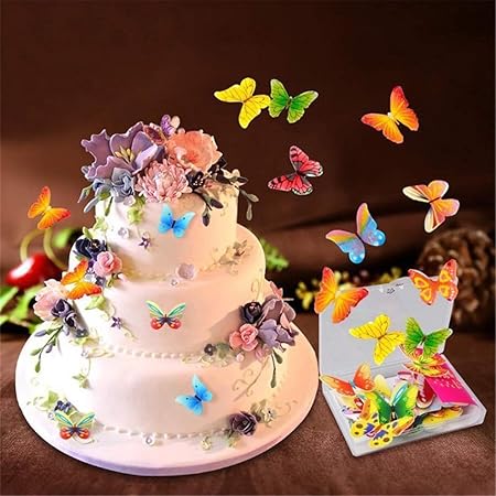 Fyblossom Lot De 100 Decorations De Gateaux En Papier Comestible Avec Motif Papillon Fleurs Amazon Fr Cuisine Et Maison