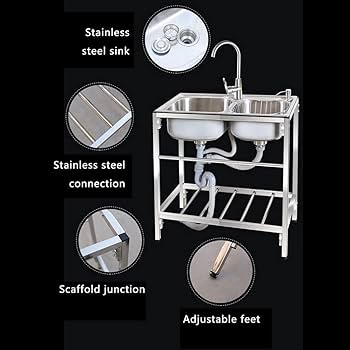 Amazon | ステンレスシンク 、ステンレス簡易流し台 ダブル 二槽