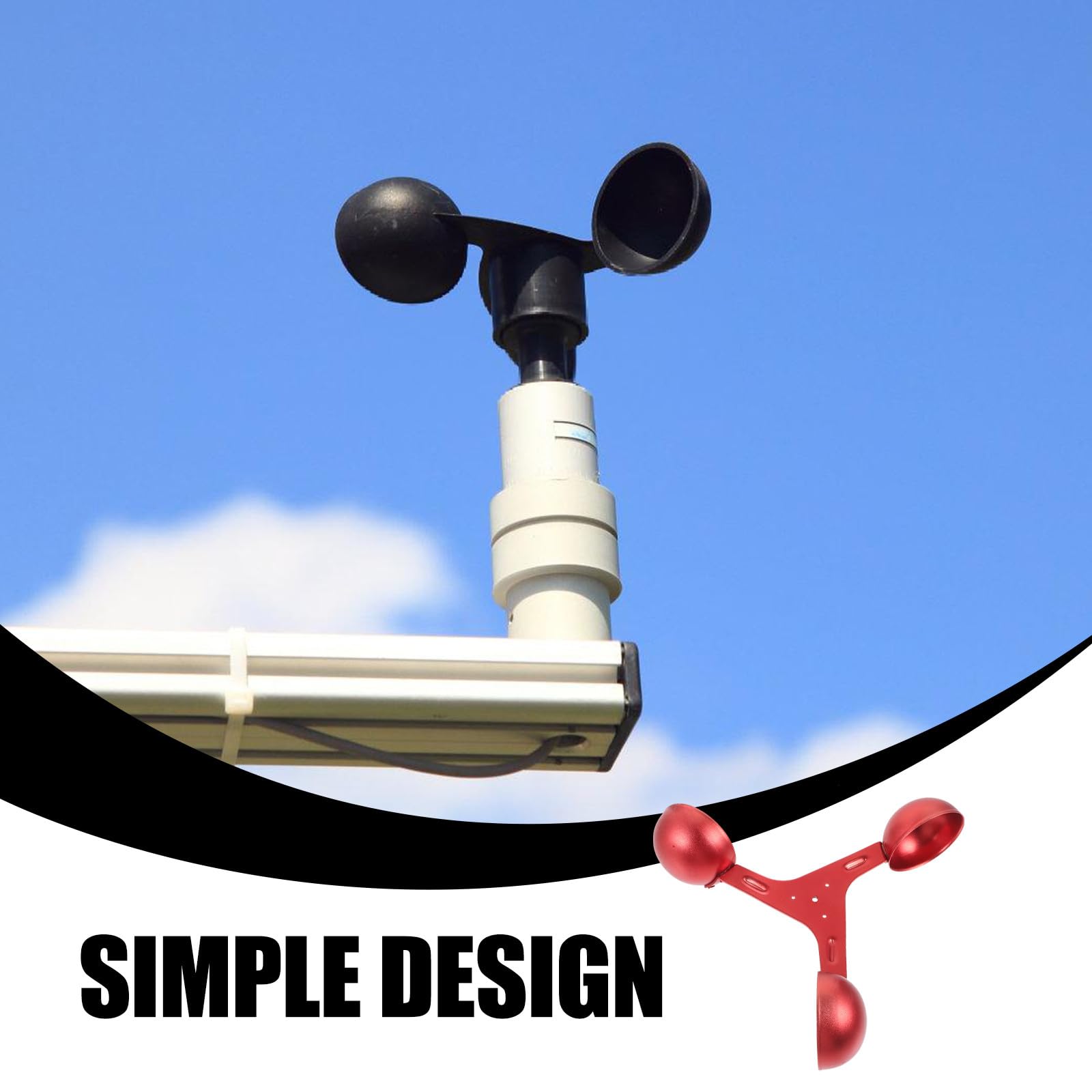 NUOBESTY 3-cup Velocità del Vento Sensore Anemometro Sostituzione Tazza 200mm Lega di Alluminio Vento Lama Accessorio per Outdoor Tool