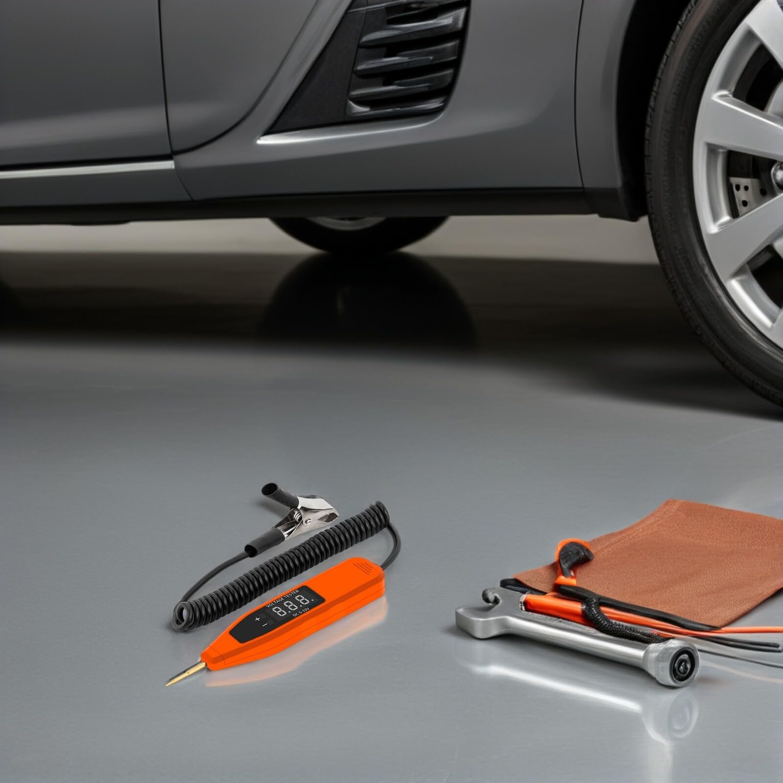 TOPBATHY Probador de Circuitos Eléctricos Digital para Coches Comprobador de Tensión y Continuidad Herramienta de Diagnóstico Automotriz con Pantalla Numérica sin Batería Compatible con