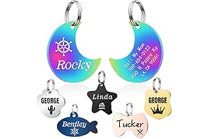 Engraved Cat ID Tags: Personalized with Lovely Icons, Durable Stainless Steel Pet...