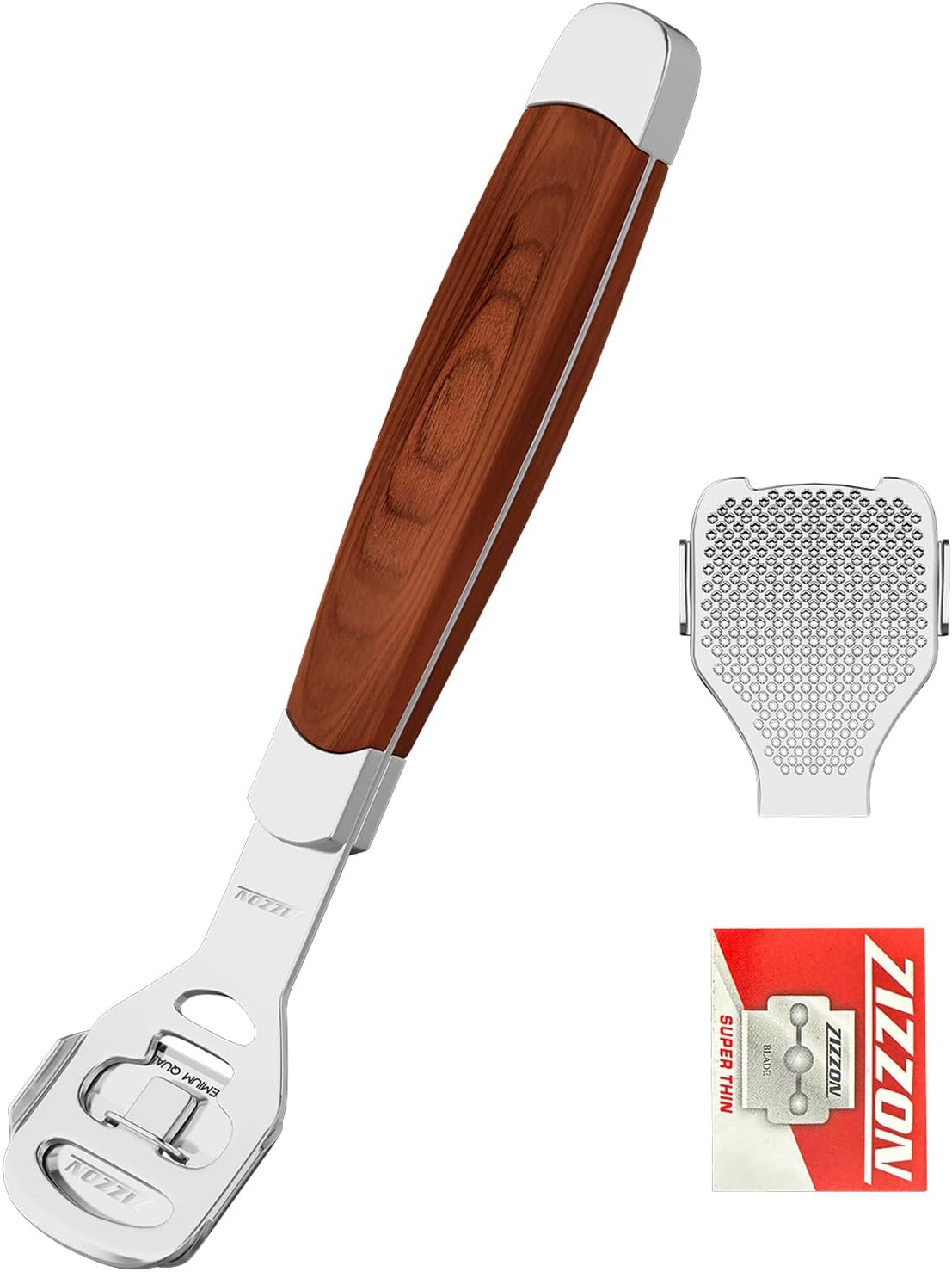 ZIZZON Foot Care Pedicure Callus Shaver Hard Skin Remover Wood Handle 10 Blades ZIZZON