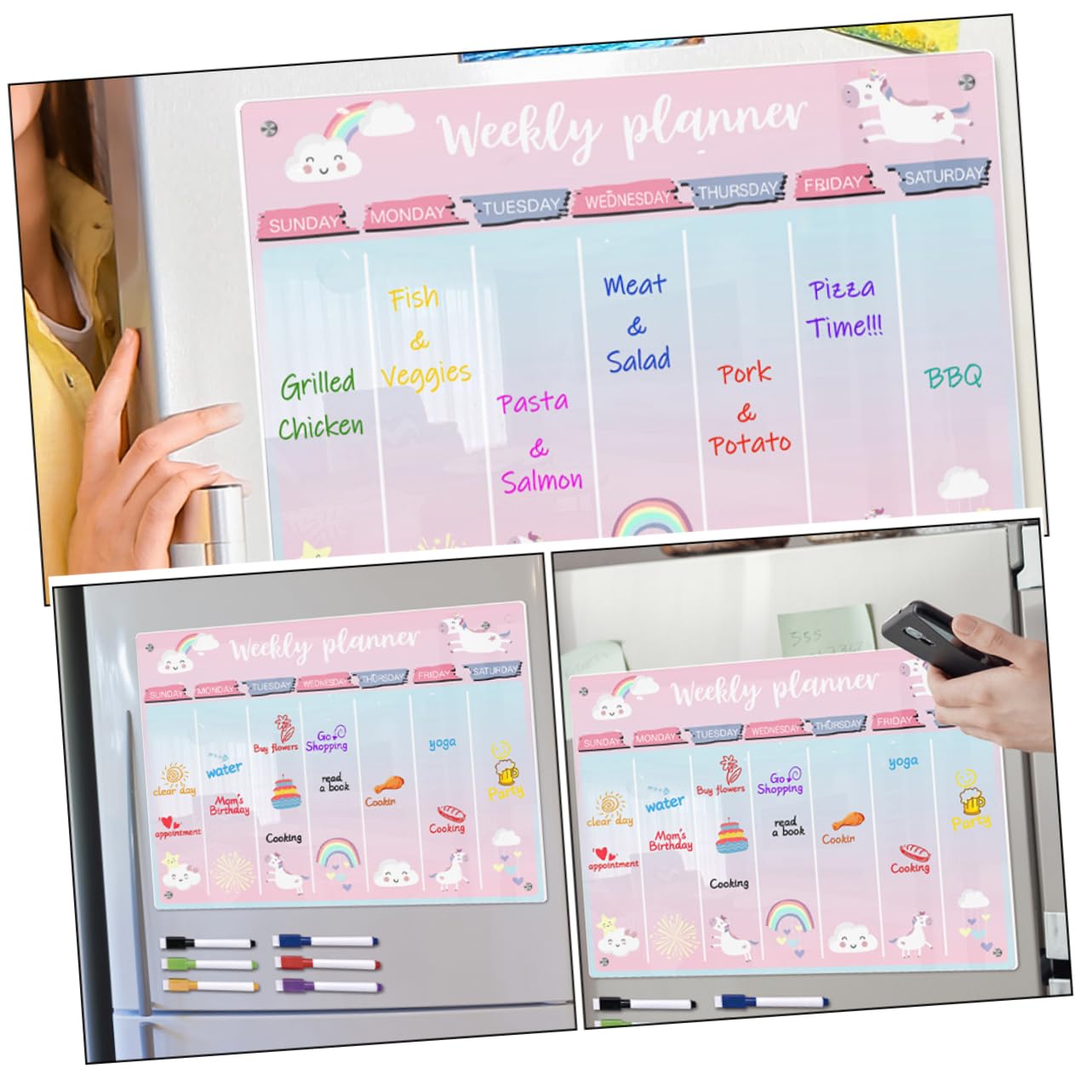 NUOBESTY Magnetische Acryl-kühlschrank-whiteboard Transparentes Kühlschrank-board Mit Magnetischem Design Leicht Zu Befestigen Reinigen Für Wochenpläne Und Notizen in Küche Oder Büro