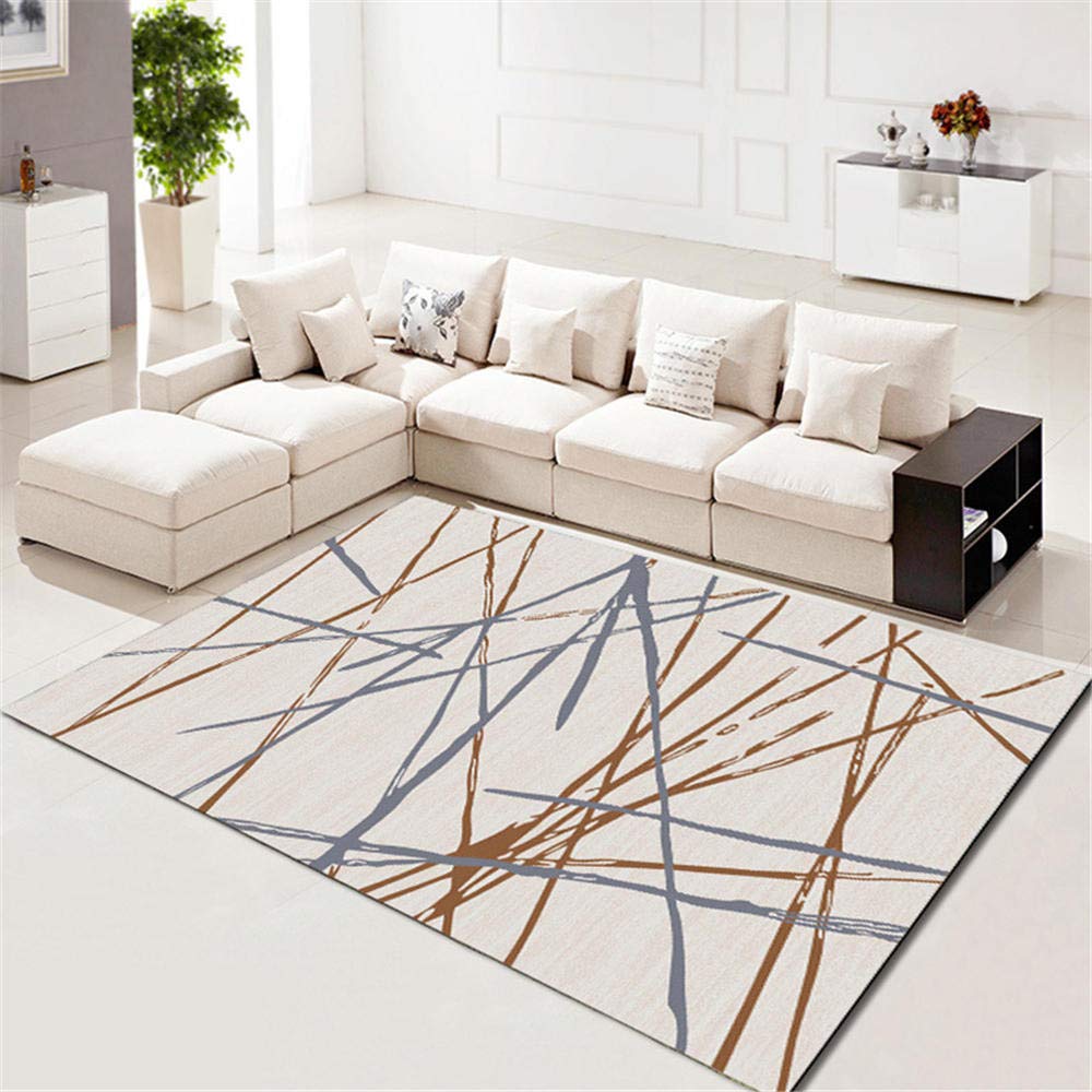 Tapis Simple Moderne,Grand Dimensions Antidérapant Facile d'entretien,Lignes Grises,Rectangulaire Tapis Convenable Chambre,Salon,études,Restaurants etc 120 * 180CM