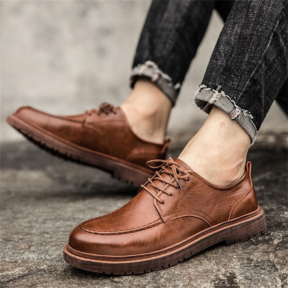 Zapatos Oxford para Hombre Estilo Casual De Negocios Clásicos con Punta Redonda Y Cordones