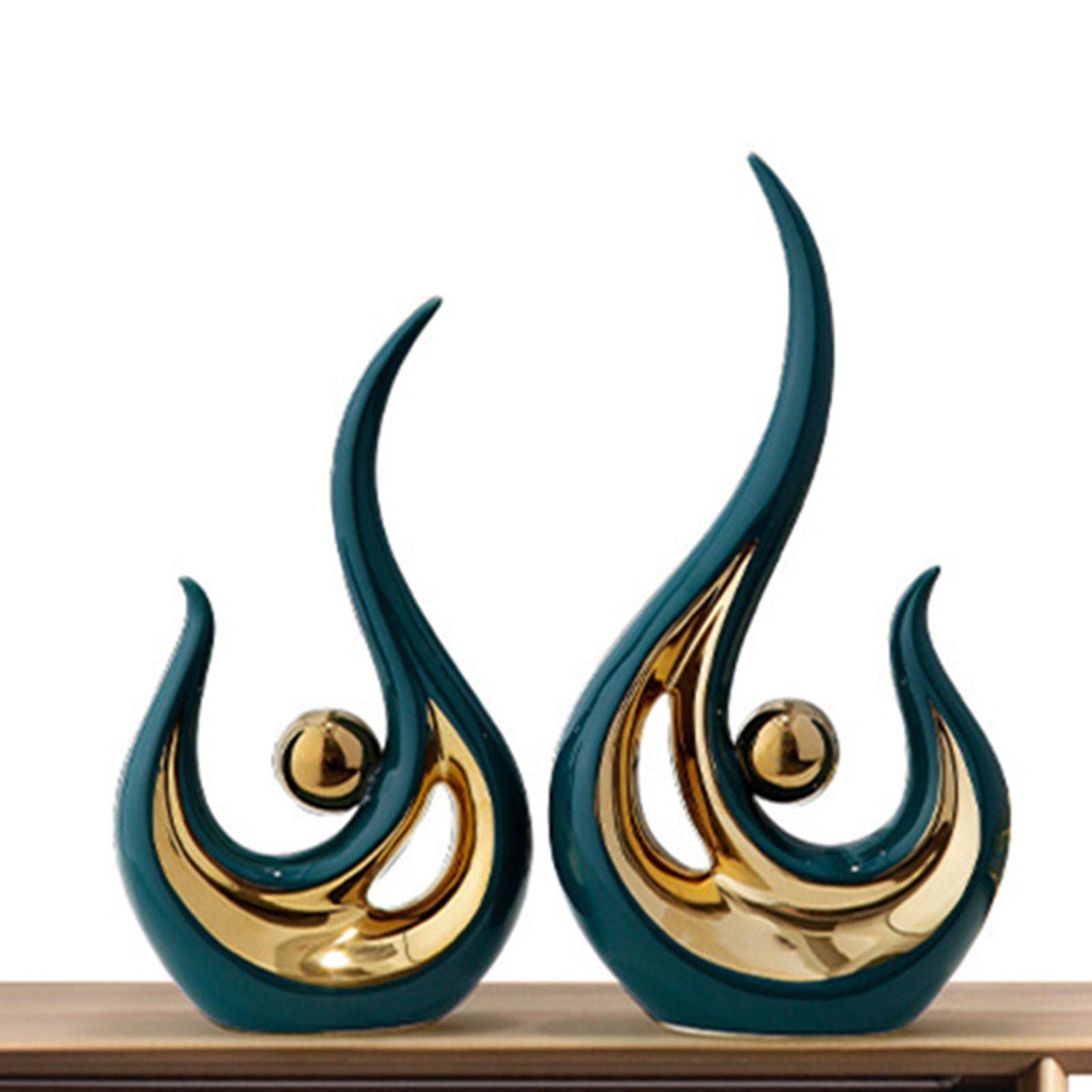 2 Piezas Estatua Cerámica Escultura Figura Moderna Ornamento Creativo para Mesa de Centro Oficina Tienda Dormitorio Salón Cabinet Regalo