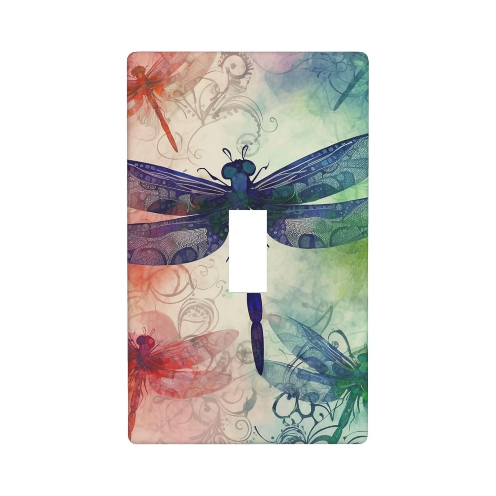 1-Gang Decorator Wall Plate Modern dragonfly Light Switch Cover Single Toggle Receptacle Outlet Wall Plate 4.5" x 2.8" Wallplate Unbreakable Polycarbonate Outlet Faceplates Covers