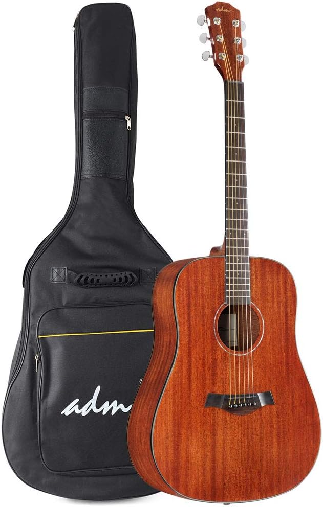 ADM Beginner Acoustic Guitar 41 Inch Full Size Dreadnought Mahogany Wood Color with 6 Steel Strings