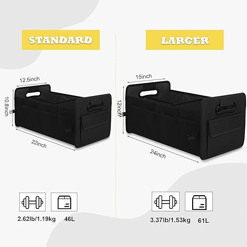 Miniatura 2 de JiatuA - Organizador para maletero de vehículo, caja de almacenamiento plegable con múltiples compartimentos accesorio ajustable para automóvil,