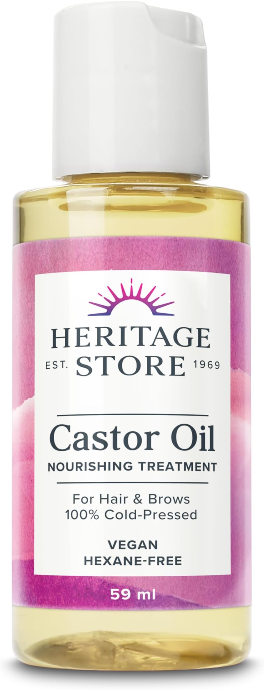 Castor Oil 59ml - Nourishing Hair Growth Oil, Skin Care, Eyelashes & Brows - Cold Pressed, Hexane Free, Vegan & Cruelty Free - Handy Travel Size Bottle