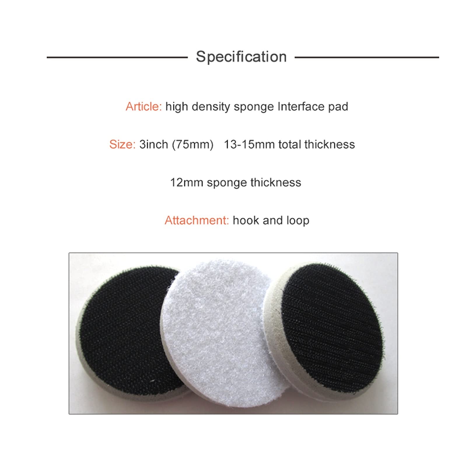 Tampon de polissage 5pcs Cougrés de chanfreinée haute densité de 3 pouces 75mm Outil d'alimentation Accessoires Crochet et boucle