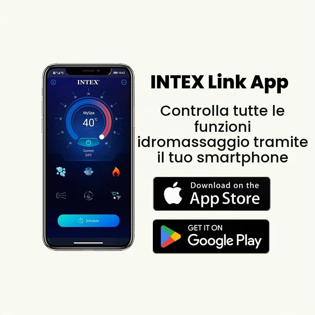 Intex 28452EX - PureSpa Vasca Idromassaggio Greystone Deluxe Quadrata, 6 posti, 170 Getti, Riscaldatore, PVC, Grigio, 195x195x71 cm