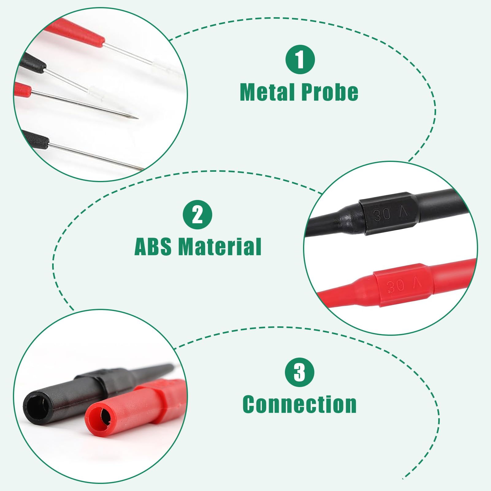 10 Sonde di Prova Multimetro, Puntali per Multimetro da 0,7 mm in Acciaio Inossidabile con Copertura Protettiva,Compatibili con la Maggior Parte dei Multimetri,per Misurazioni Elettriche Precise