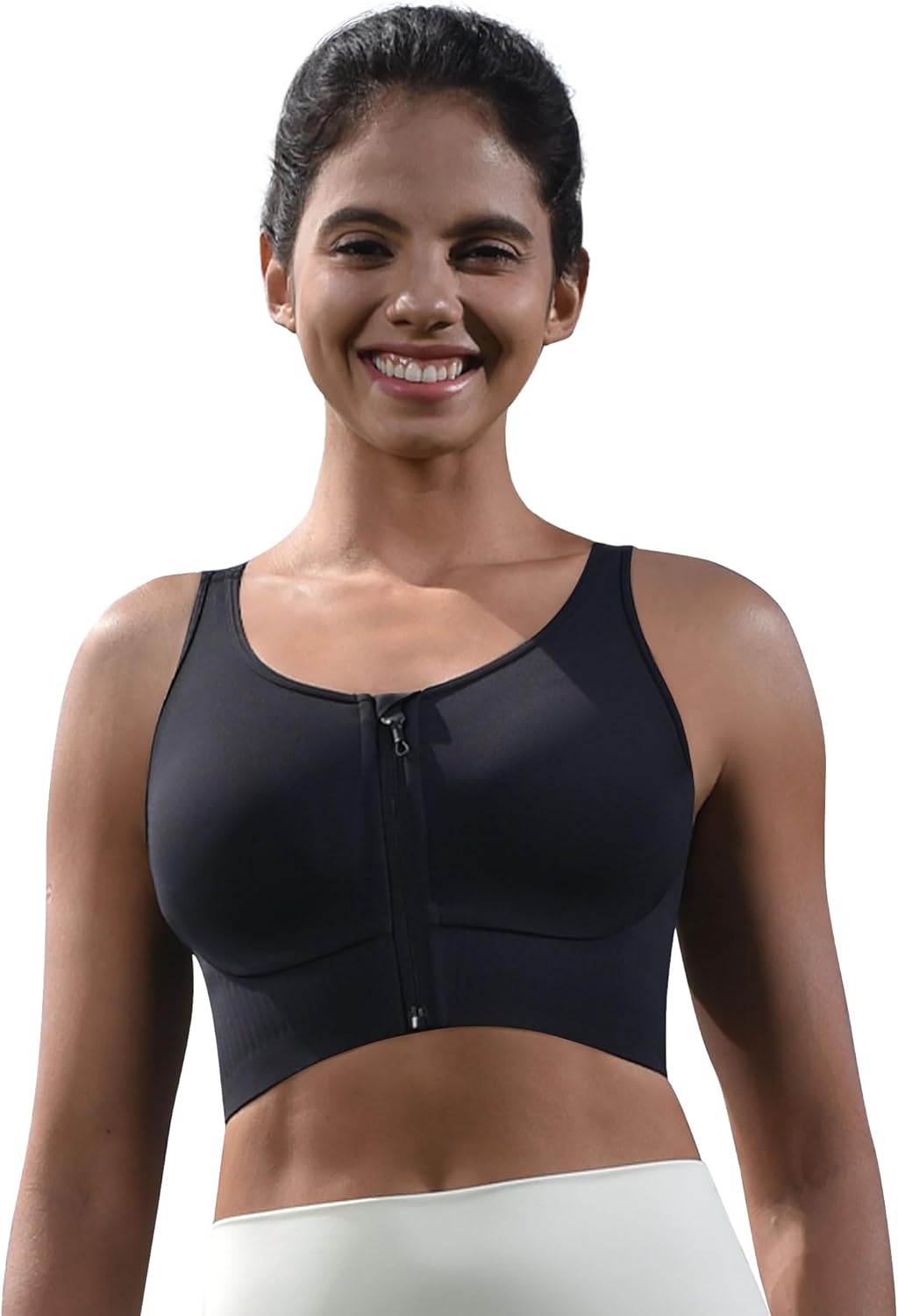Cordaw Front Zipper Racerback Sports Bra for Women, High Impact & Molded Cups, Supportive for Running Gym