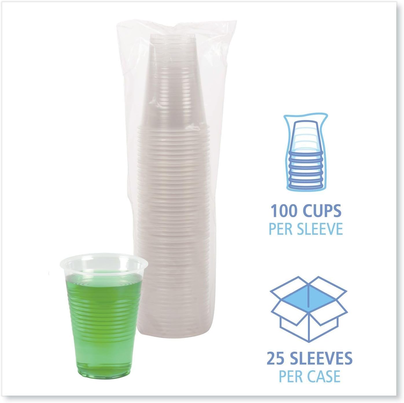 Boardwalk Translucent Plastic Cold Cups, 14 oz, Polypropylene, 20 Cups/Sleeve, 50 Sleeves/Carton