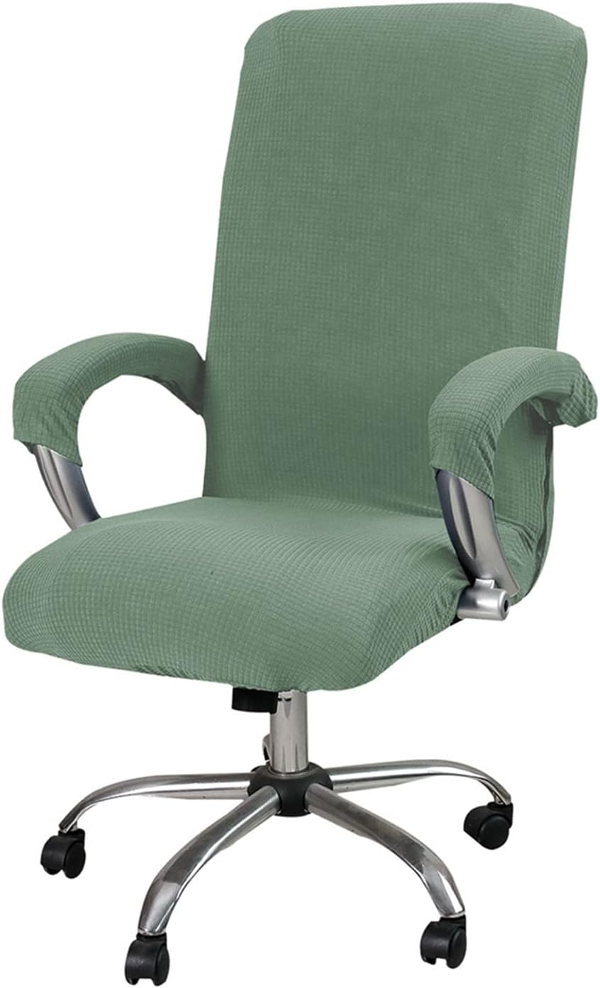 YOPOIY Stretchable Office Chair Cover, Jacquard Rotating Chair Slipcovers Waterproof Boss Chair Slipcovers Modern Style Chair Protector Cover for High Back Chair -Green-Large