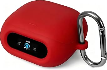 Geiomoo Silicone Cover for Anker Soundcore Liberty 5 Pro Case, Soft Flexible Scratch Resistant Protective with Carabiner Red