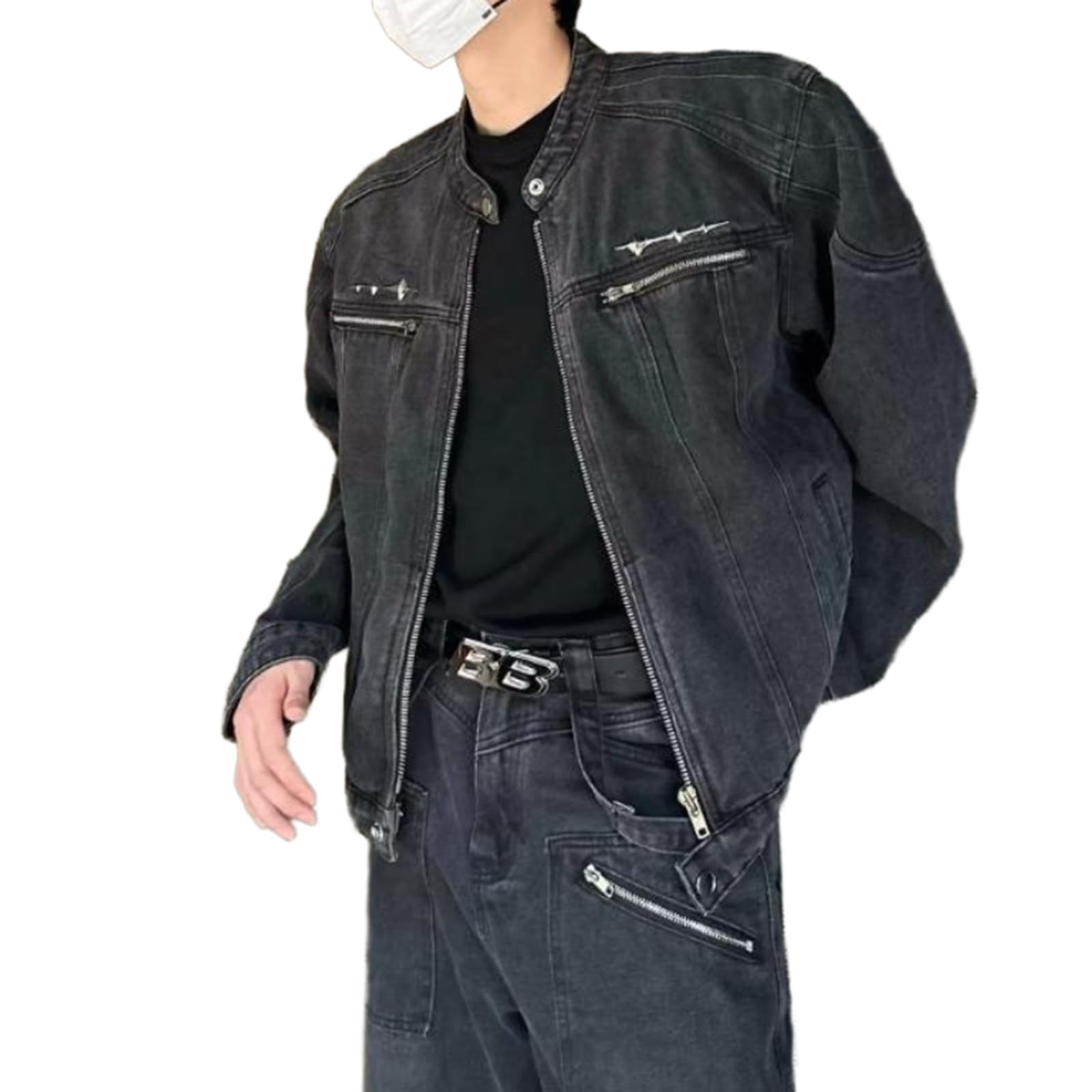 Giacca Di Jeans Corta Da Uomo Vintage High Street Hip Hop Abbigliamento Alla Moda Allentato Casual Da Uomo Autunno Streetwear