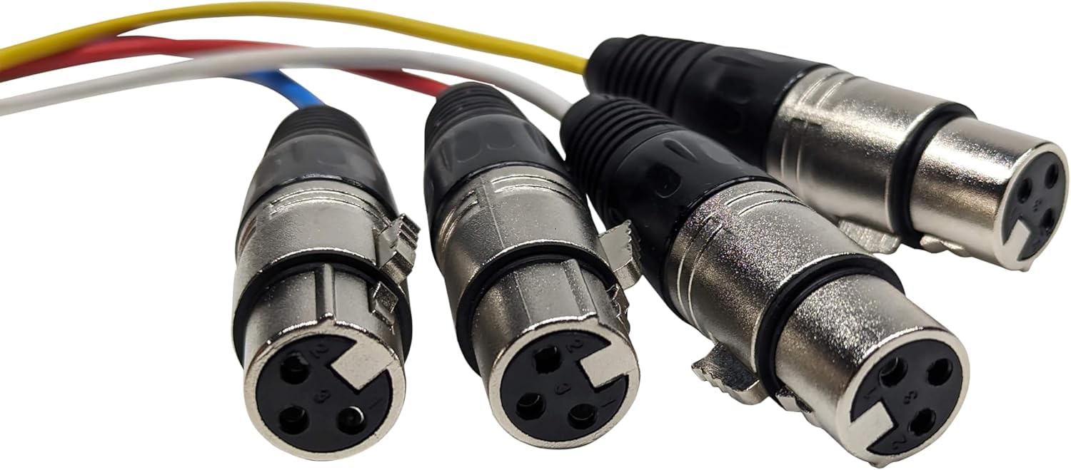 Câble audio serpent XLR mâle vers femelle à 4 canaux, code couleur pour live, enregistrement, studios, mixeurs, systèmes IEM et micro, 6 m