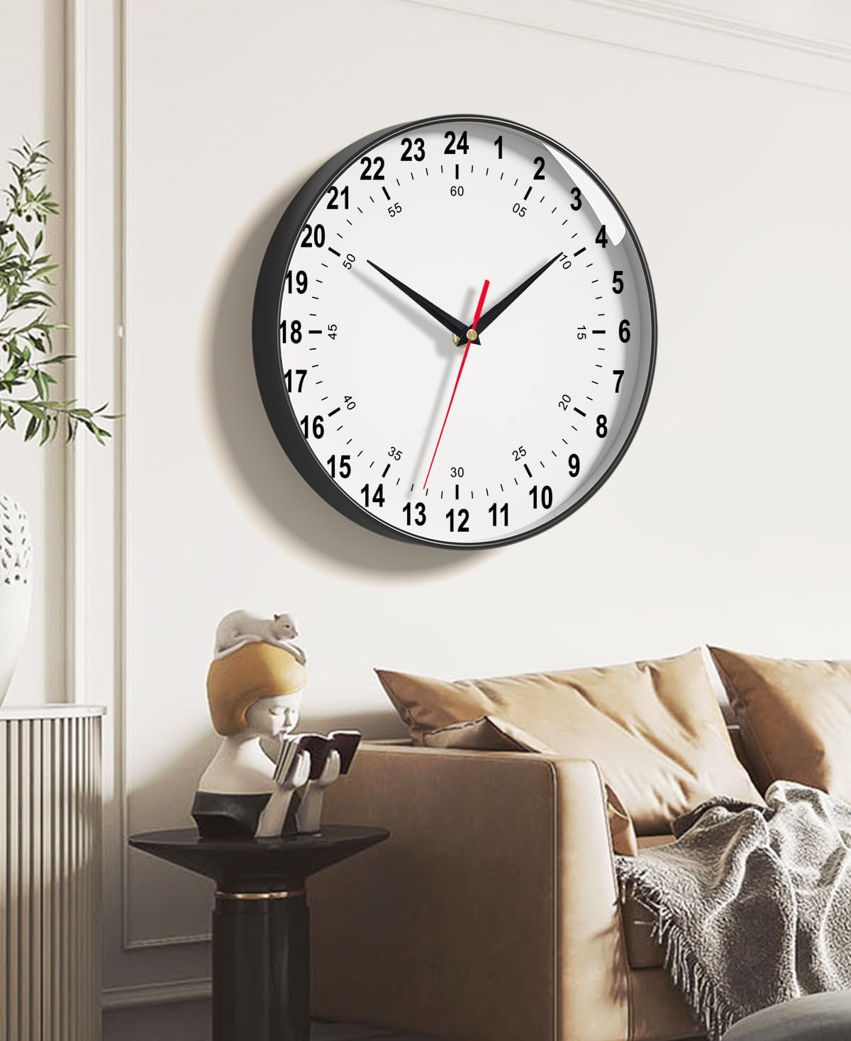 Amazon.co.jp: GAUBOS 24時間壁掛け時計 12インチ ラウンド壁掛け時計