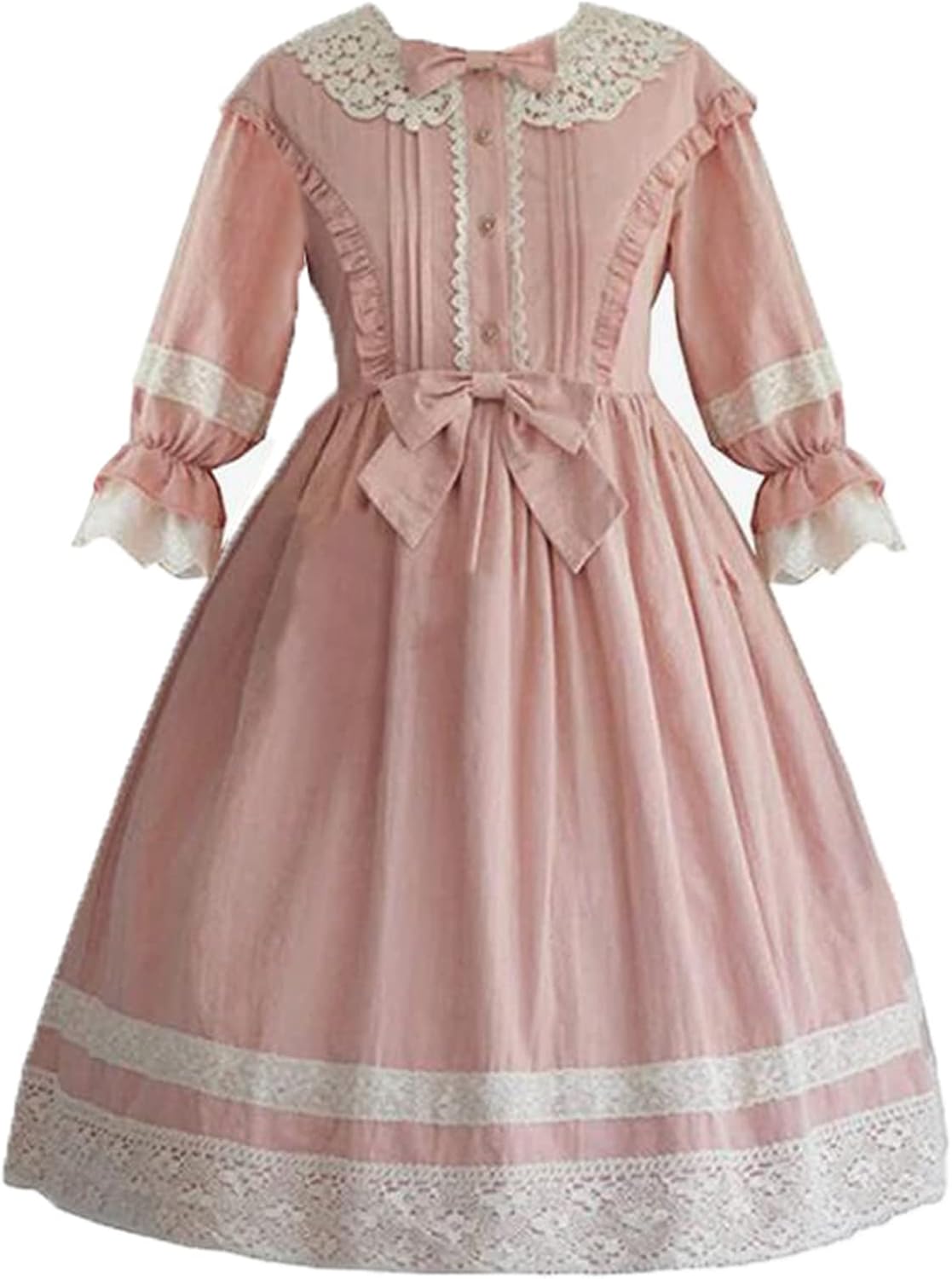 Women's Sweet Lolita Dress Bowknot Lace Patchwork Maid Outfit Plus Size