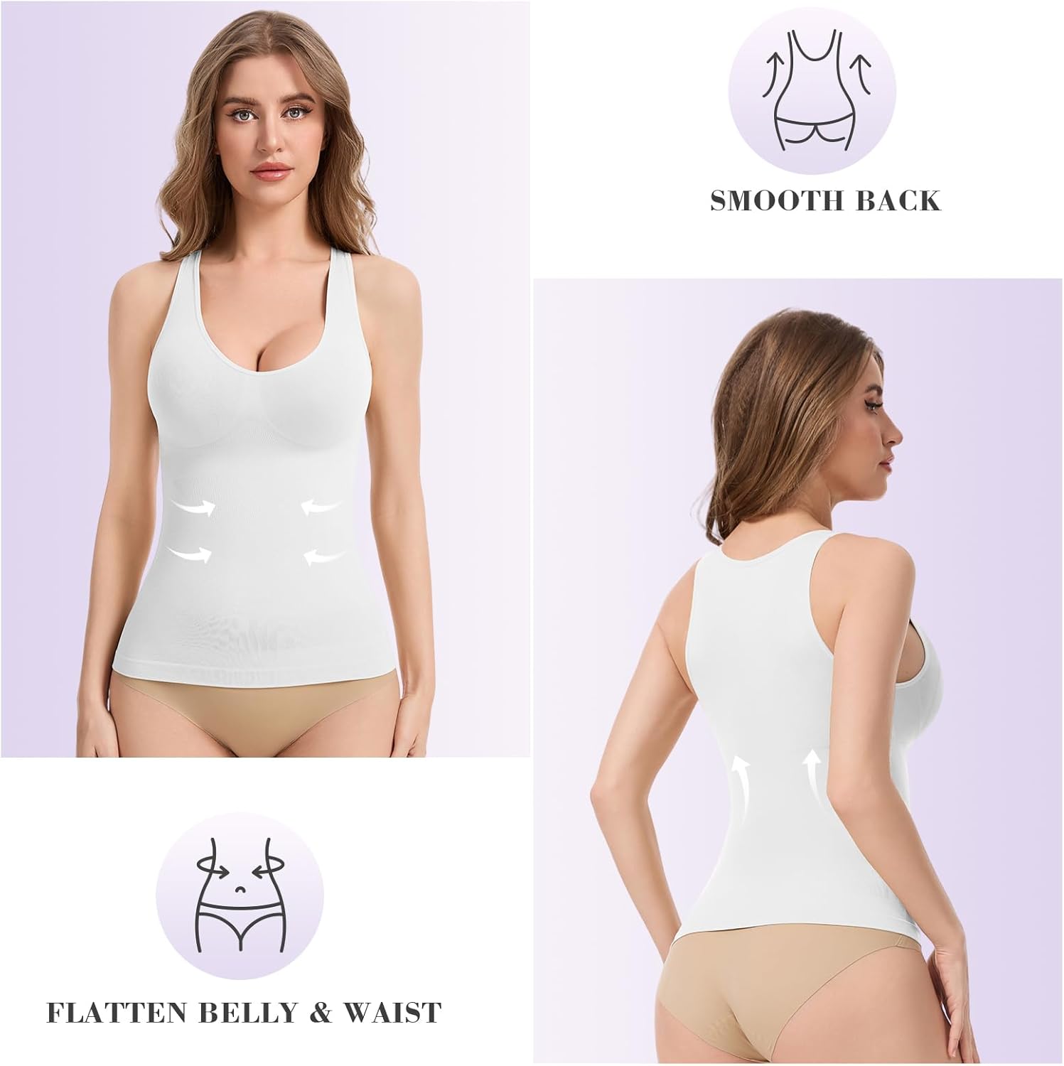 V Neck Shapewear Tank Tops for Women Tummy Control Compression Camisoles Slimming Body Shaping Tank Tops Cami - Image 2