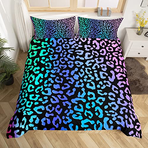 Housse de couette léopard enfant parure de lit microfibre géométrique lit simple - 2