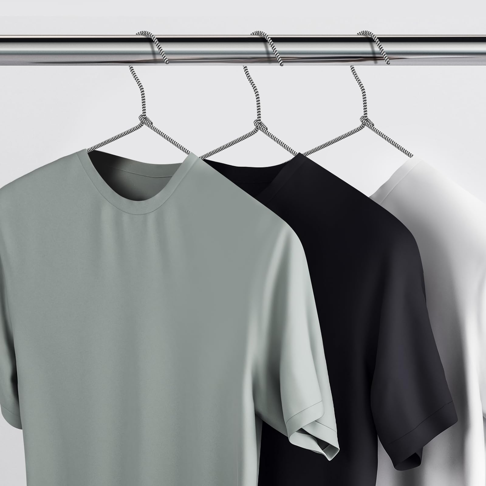 GlikCeil 30 perchas de metal envueltas en tela, perchas de alambre cubiertas, perchas de metal antideslizantes para ropa, armario, ropa, traje, camisa y pantalón (rayas blancas y negras)