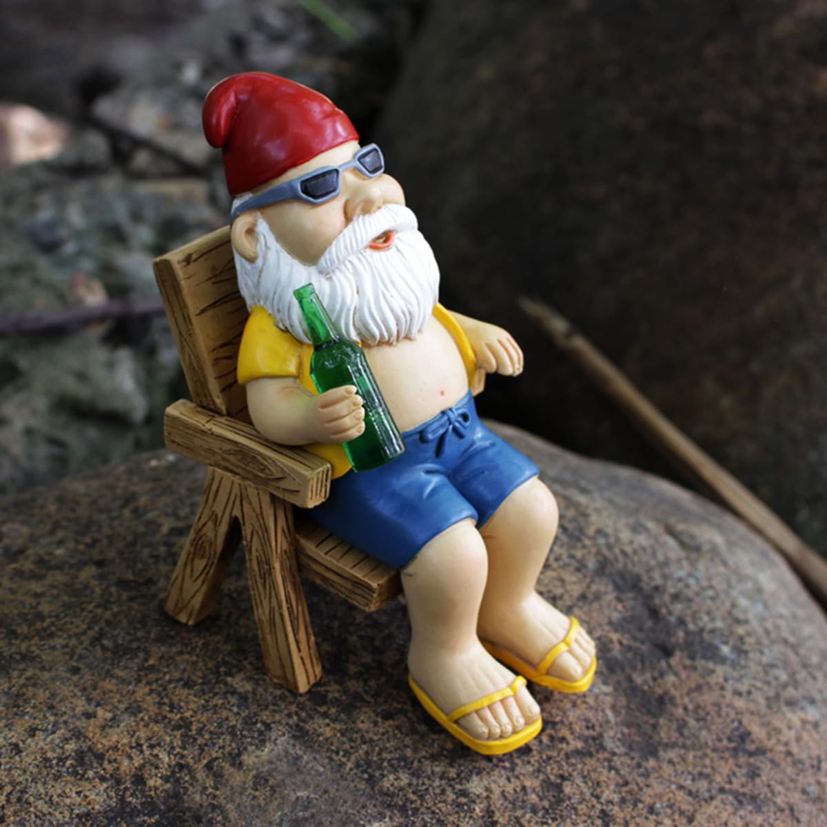 JARPSIRY Funny Drunk Gnome Garden Statue Outdoor Decor, 5 Inch