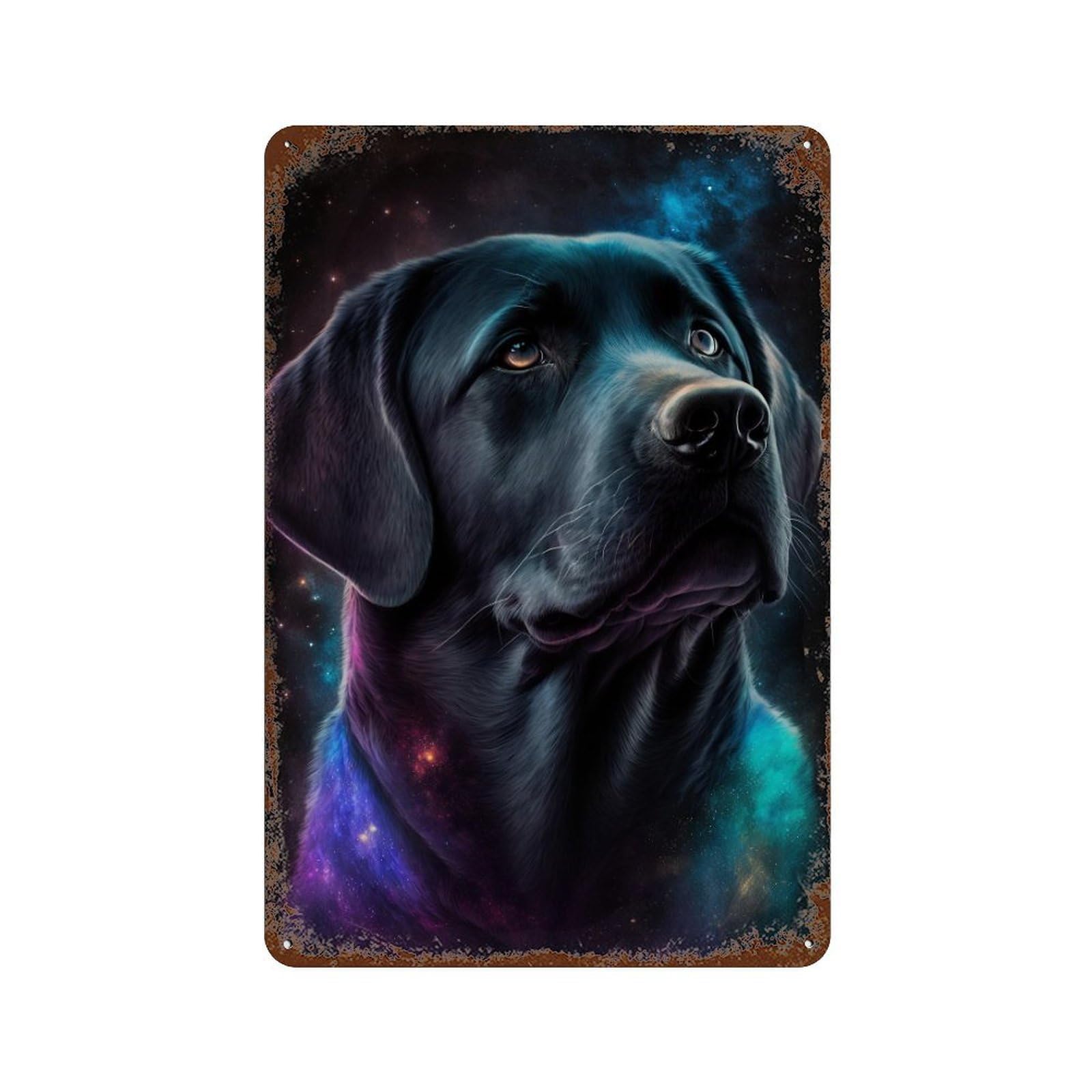 Cosmic Labrador Portrait-7 11.8"x7.9" Decorative Tin Sign, Retro Wall Decor for Garage, Bar And Workshop Decor