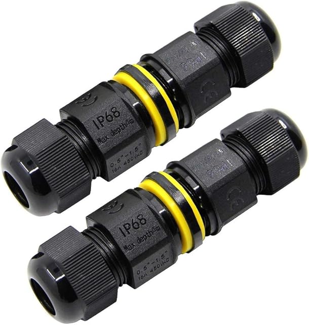 IME Junction Box Waterproof IP68 Outdoor Electrical Power Cable Connector Boxes 2 Way M20 Plug Wire Range 5 to 12mm Garden External Cord Electric Sleeve Coupler 2 pcs