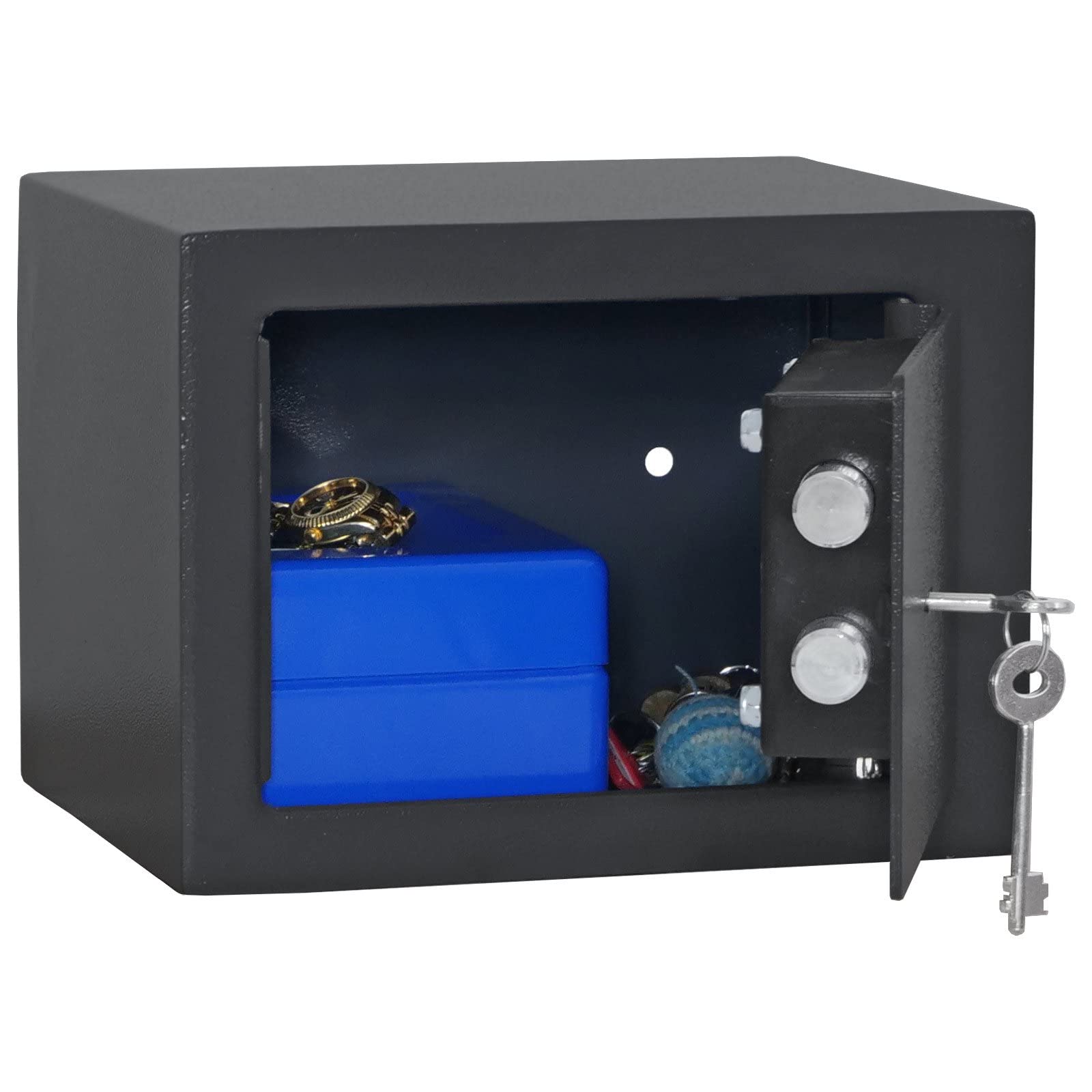 Caja fuerte para muebles Jupiter 1 de Rottner, Cerradura de doble paletón, Color antracita, AnxAlxP 23x17x17 cm, incluye Kit de fijación, Inserto de fieltro