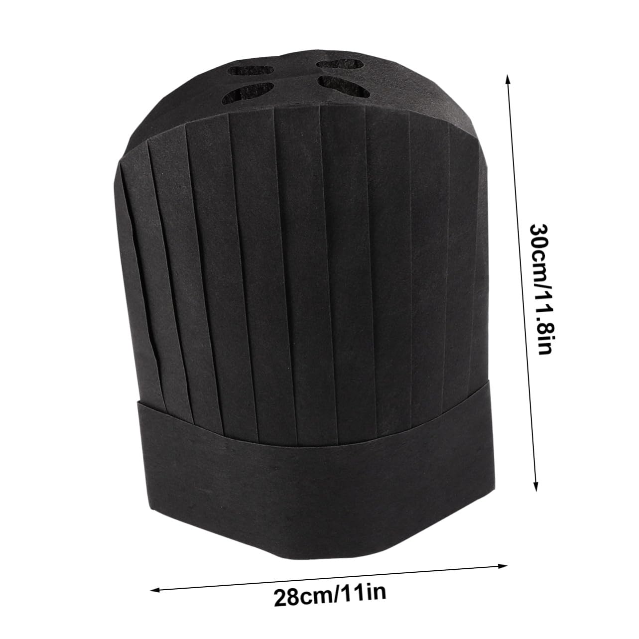 Gorro de Chef Desechable 20 Piezas Papel Negro para Cocineros | Cómodo y Suave al Tacto, Uso Desechable, para Escuelas de Cocina y Colegios, Talla 28x30cm