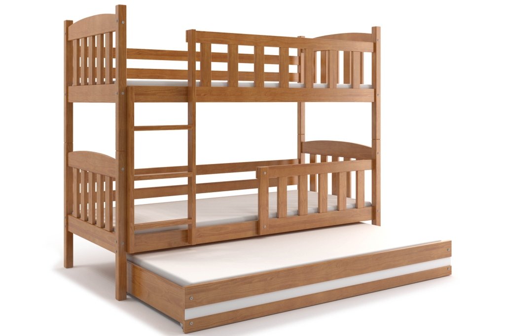 Vika 3 ft Triple Bunk bed CUBA with mattresses. Pine wood made .many frame colours (Alder)