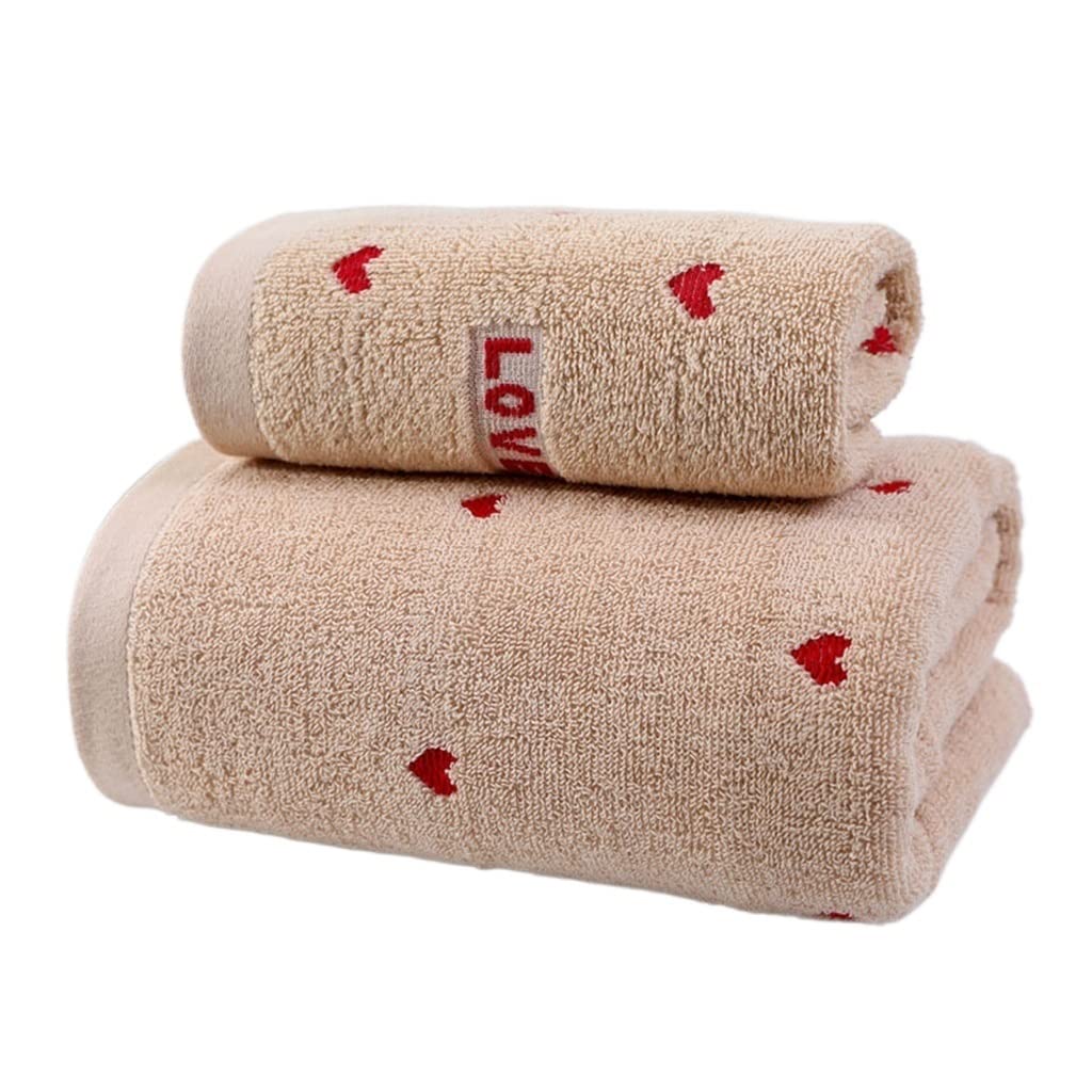 Serviette de bain coton pour couple avec grand drap de douche enveloppé 75x35cm et 140x70cm