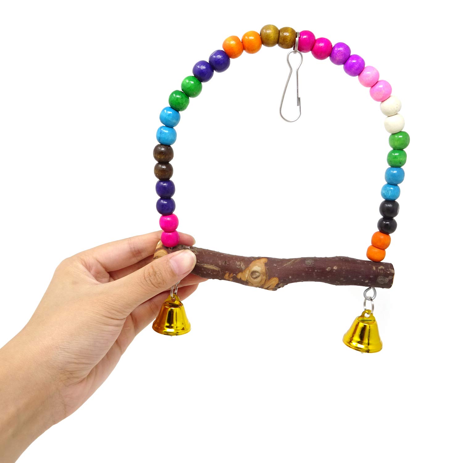 Honbay Wooden Bird Swing Perch Parrot Hanging Toy for Small Sized Birds - image 4
