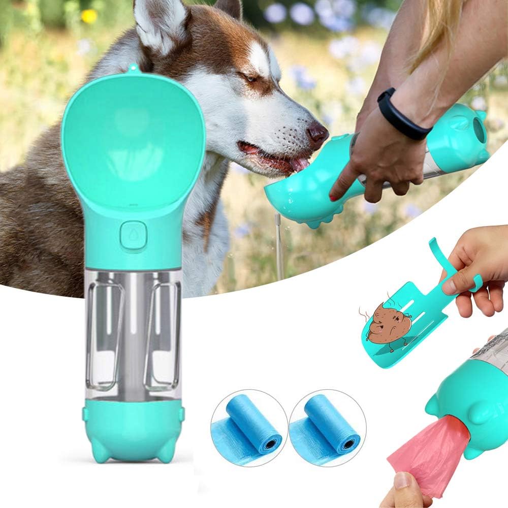 Devsolution Dog Water Bottle for Walking 10oz Travel Puppy Water Bottles Portable Leak Proof Pet Water Drinking Feeder with 2pcs Potty…