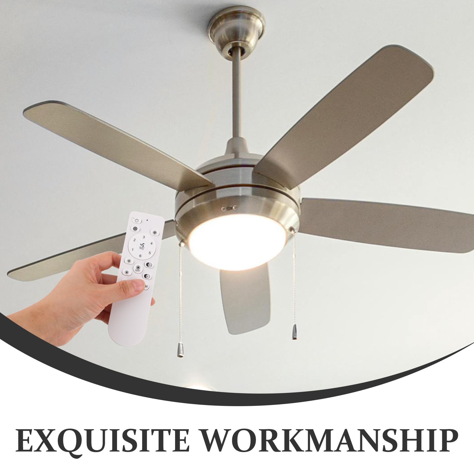 Gadpiparty Control Remoto para Ventilador de Techo con Ajuste de Velocidad en 6 Niveles, Temporizador de 1/2 H, Botón de Encendido/apagado, Diseño Moderno y Carcasa de Plástico Blanco