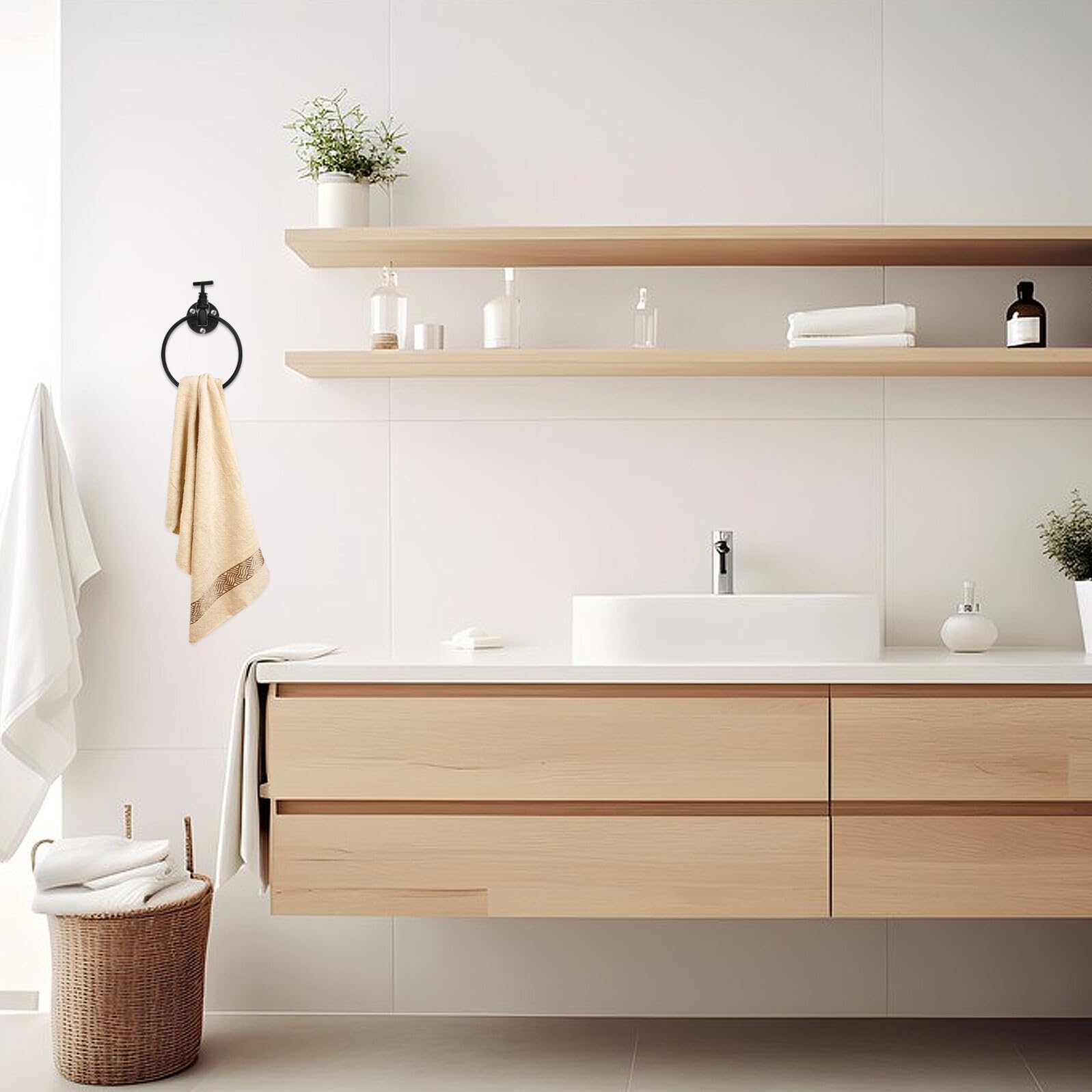 Toyvian Portasciugamani Nero Rubinetto Dell'acqua Portasciugamani Creativo Parete Rustico Rotondo per Bagno e Cucina Ganci in Ferro Resistente Facile Installazione
