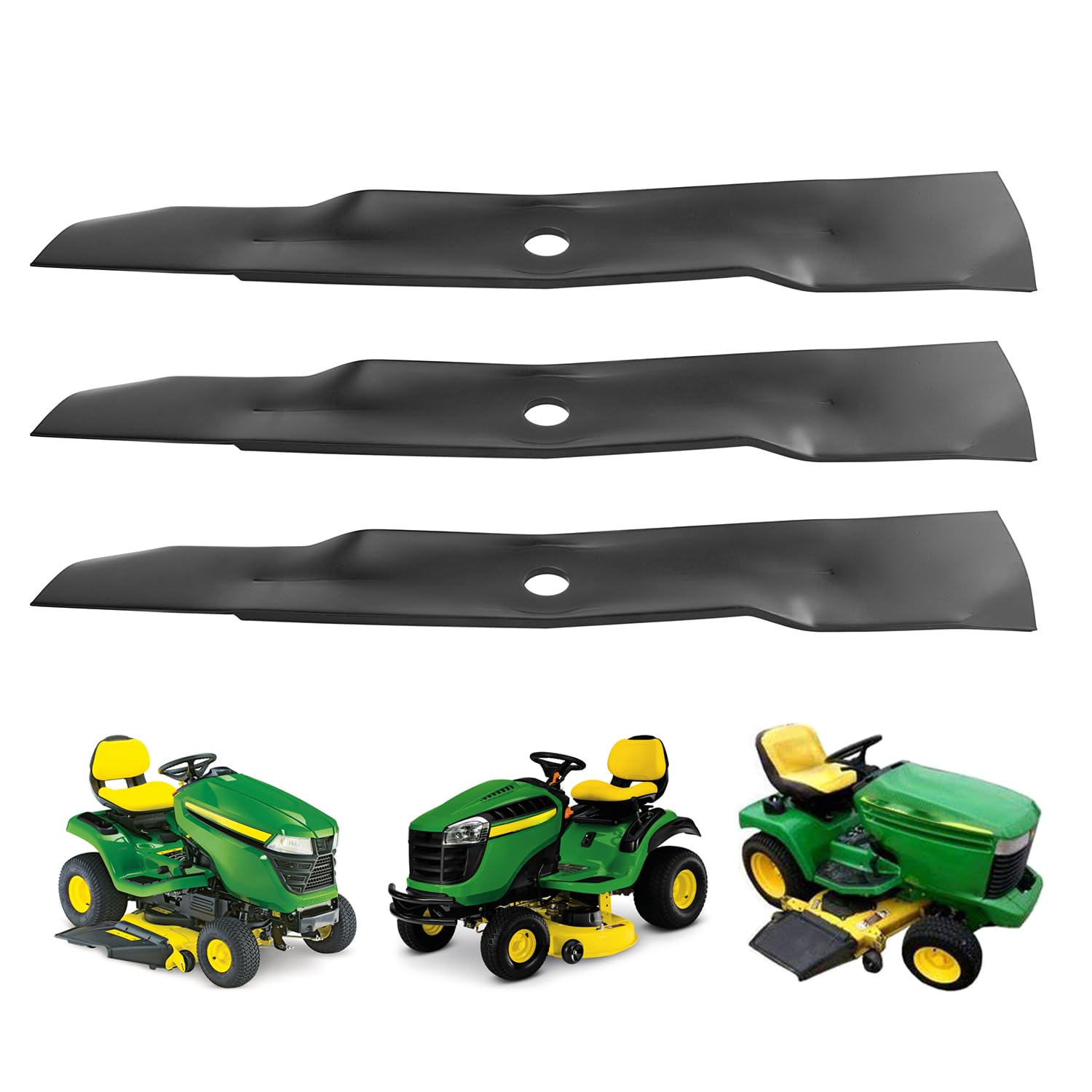 Juego de 3 cuchillas de cortacésped para cubierta de 48 pulgadas X300 X304 X320 GX255 GX325 sustituye a M145476 M127500 M127673 (elevación alta)