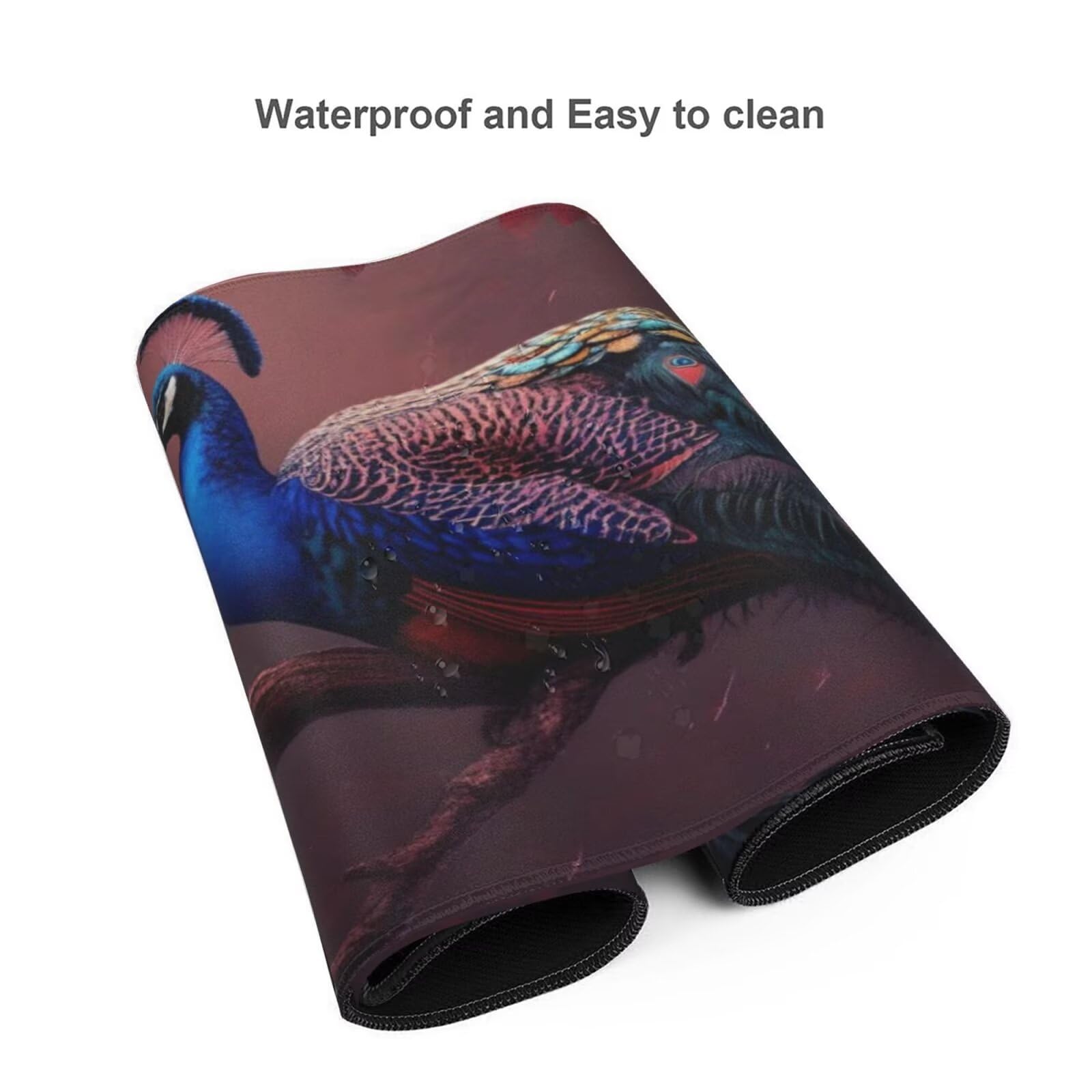 Podkładka pod mysz z pawiami XXL 1400 x 600 mm, duża podkładka pod mysz do gier biurowych z przeszytymi krawędziami i antypoślizgowym tyłem, podkładka pod mysz ze zwierzętami dla graczy na klawiaturę