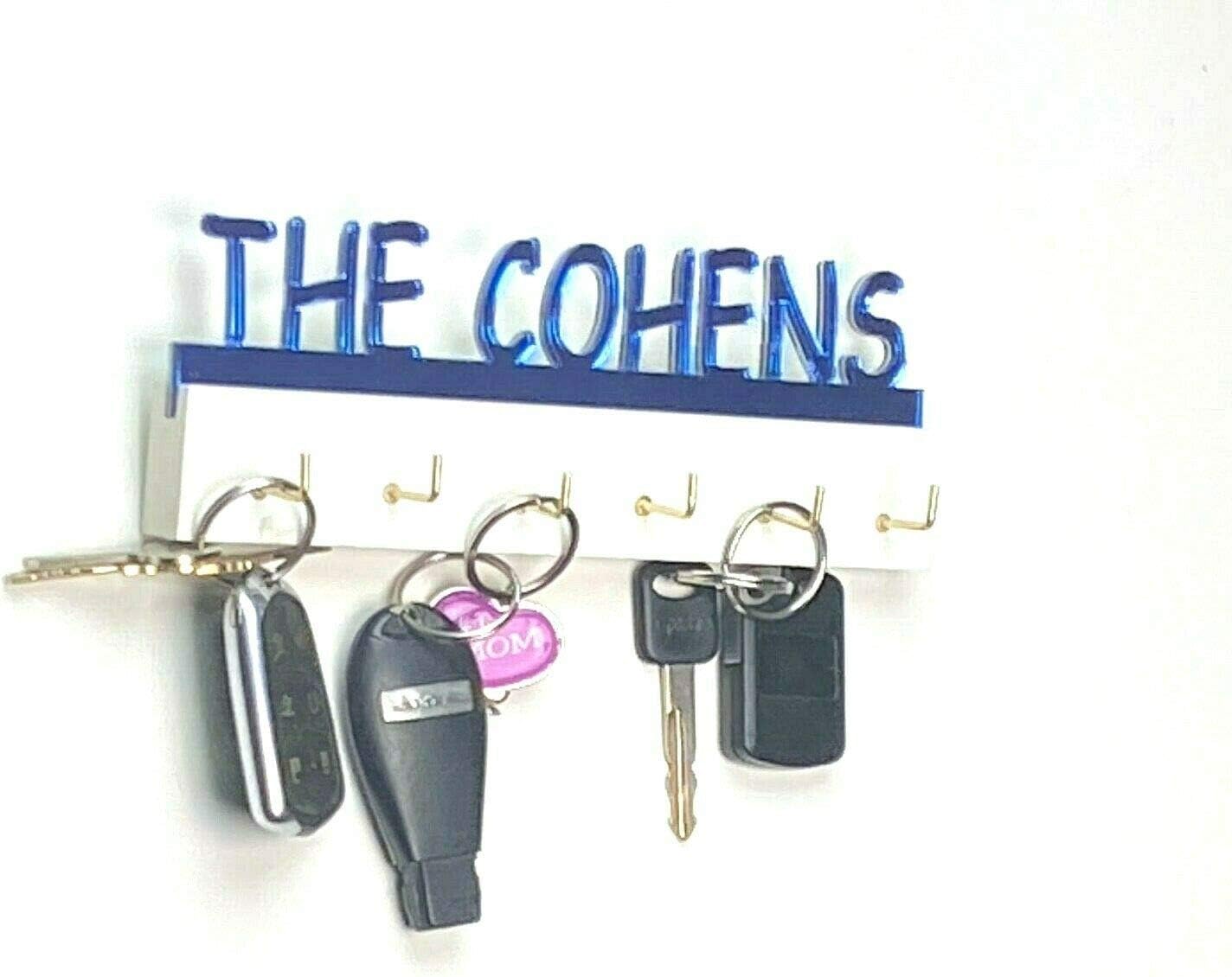 Personalized Key Hook Hanger Rack Organizer Wall Door Decor, Custom Name House, Cars, Keys Holder, A Fabulous Home Gift New Homeowners, Newlyweds Or A Family With A Growing Number Of Drivers!