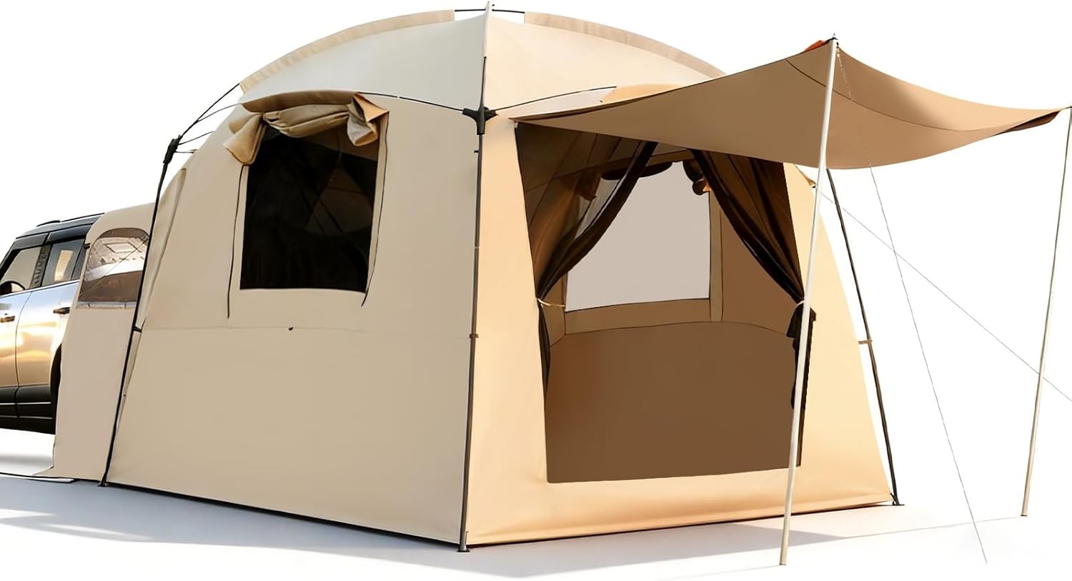 SUV Tent for Camping with Oversized Vehicle Connection Tunnel, Awning Porch, Waterproof PU3000mm & UV Silver Coated for 6-8 Person Family Camping & Outdoor Adventures, Fit for SUV Jeep Van