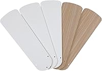 Westinghouse 42-Inch Reversible White/Bleached Oak Replacement Ceiling Fan Blades, 5-Pack for Most 42" Fans