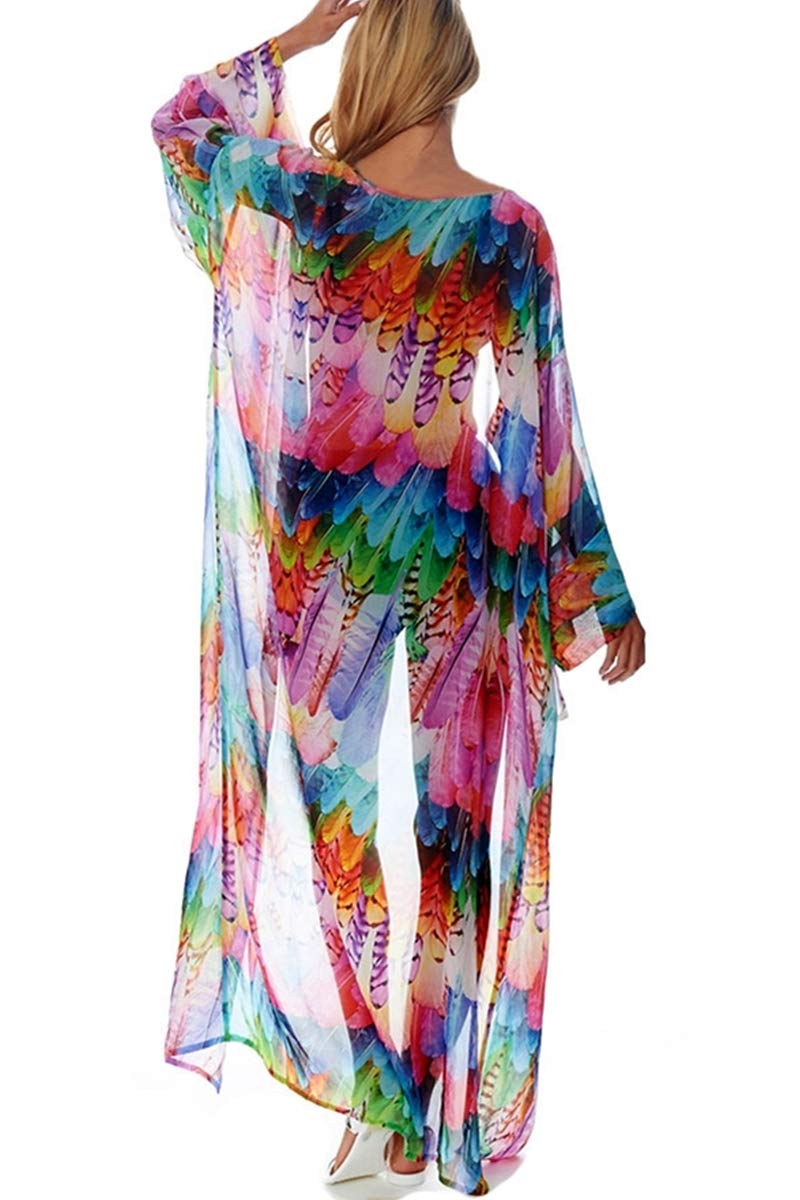 L-Peach L-Peach Floral Encaje Vestido Largo de Playa para Mujer